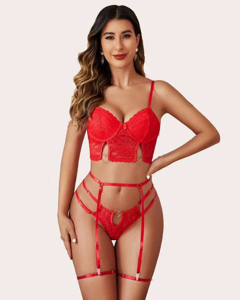 Sensual 4-Piece Push-Up Lingerie Set in Matching Colors