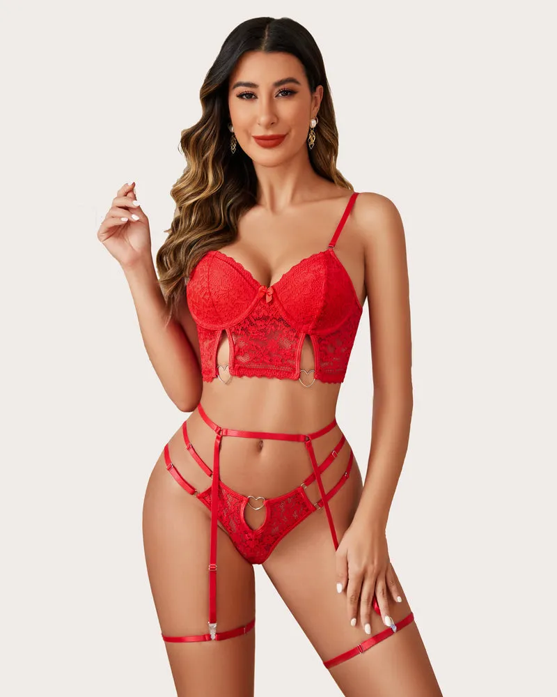 Sensual 4-Piece Push-Up Lingerie Set in Matching Colors