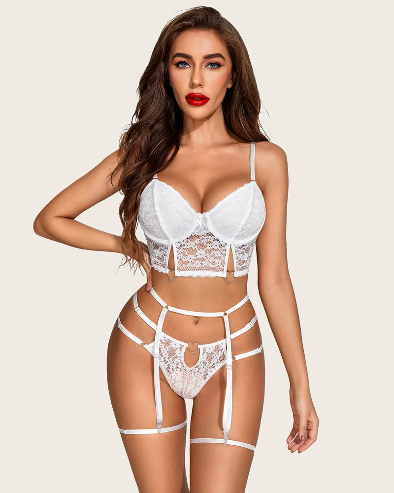 Sensual 4-Piece Push-Up Lingerie Set in Matching Colors