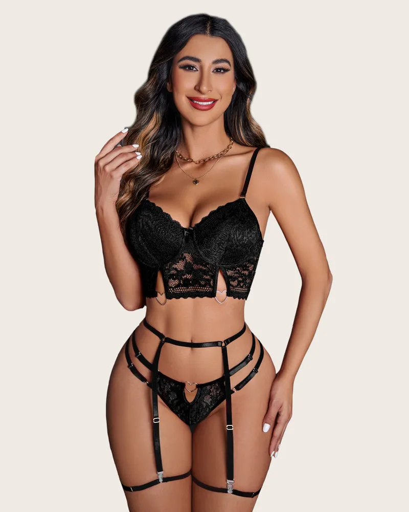 Sensual 4-Piece Push-Up Lingerie Set in Matching Colors