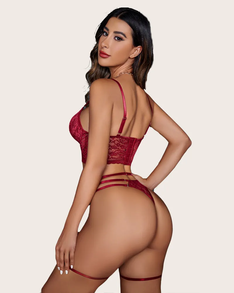 Sensual 4-Piece Push-Up Lingerie Set in Matching Colors