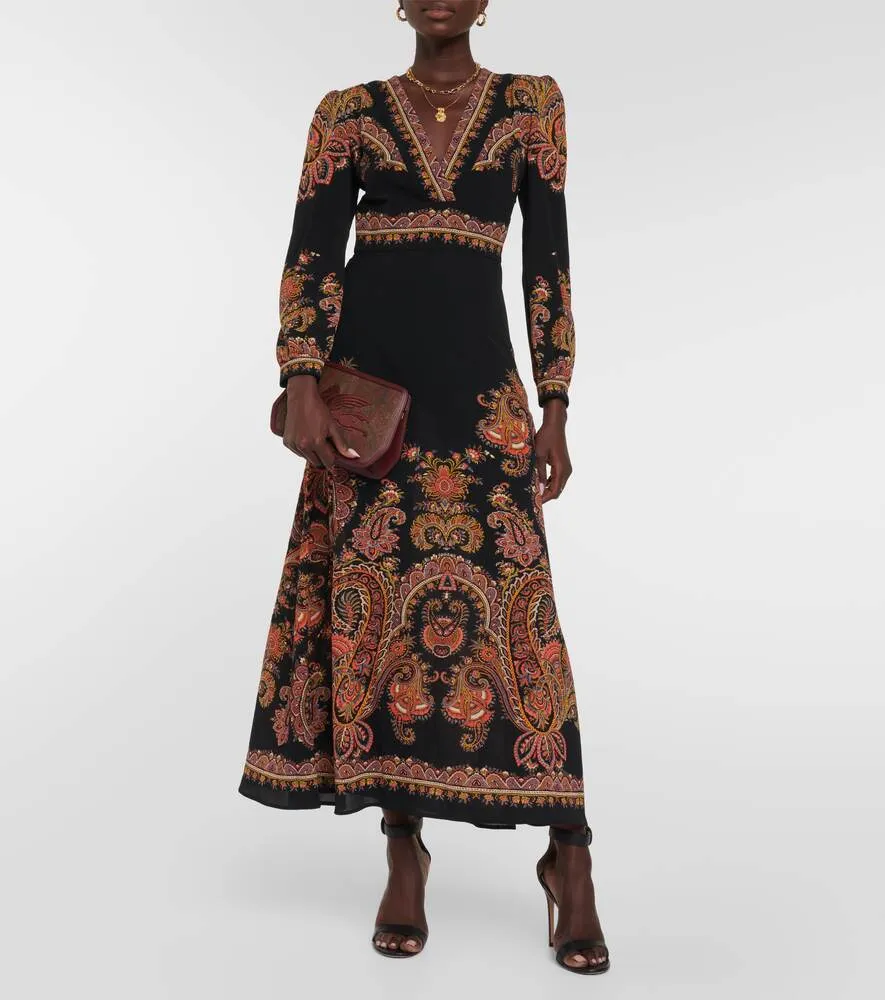 Midi dress with paisley pattern ETRO, black