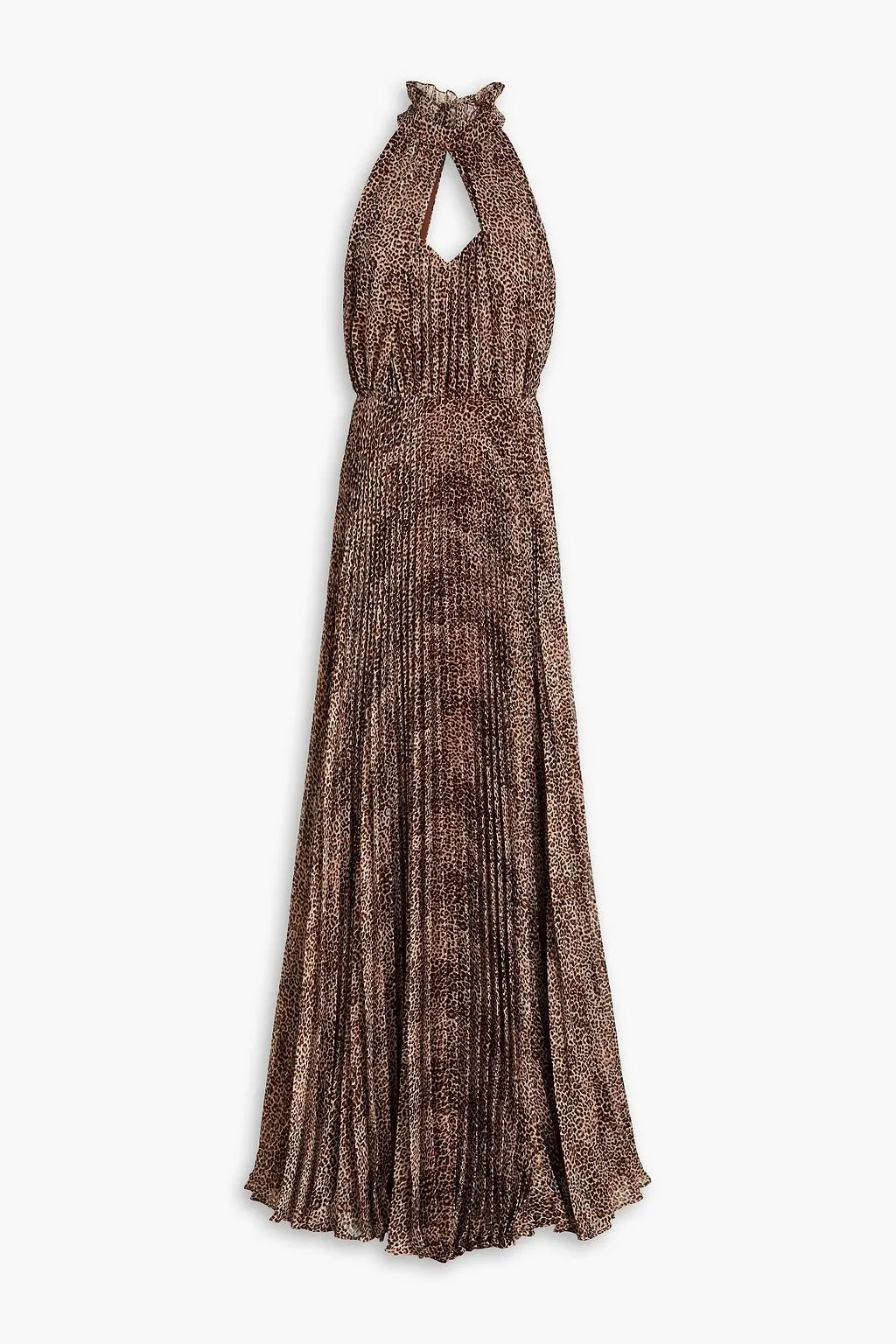 MIKAEL AGHAL Leopard Print Pleated Jacquard Dress Animal Print