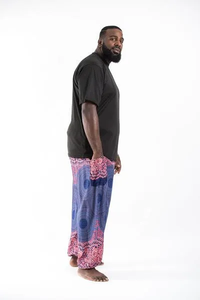 Plus Size Unisex Geometric Mandalas Harem Pants in Blue