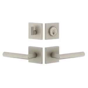 Quadrato Rosette Entry Set with Moderno Lever in Satin Nickel