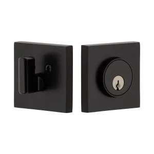 Quadrato Single Cylinder Deadbolt in Satin Black