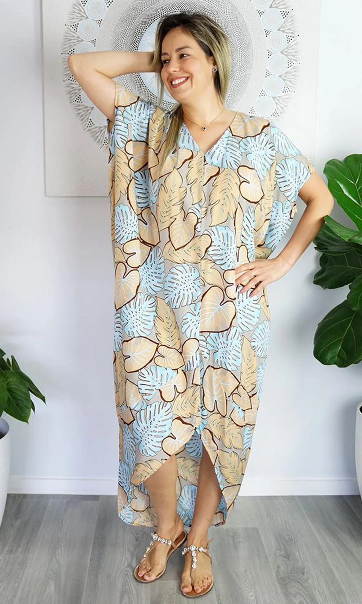 Rayon Kaftan Frilled Toga Leaves, More Colours