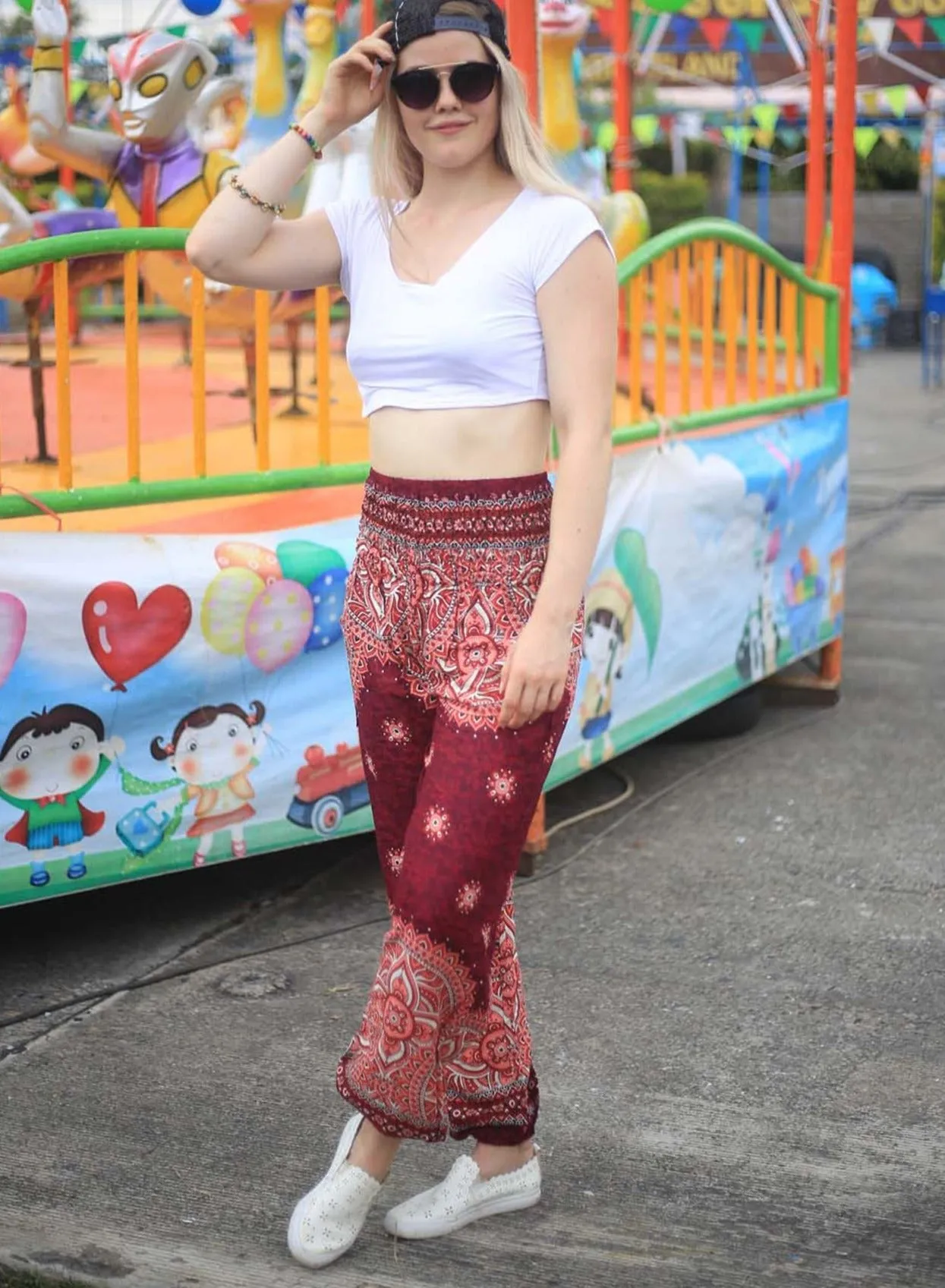 Red Rose Harem Pants