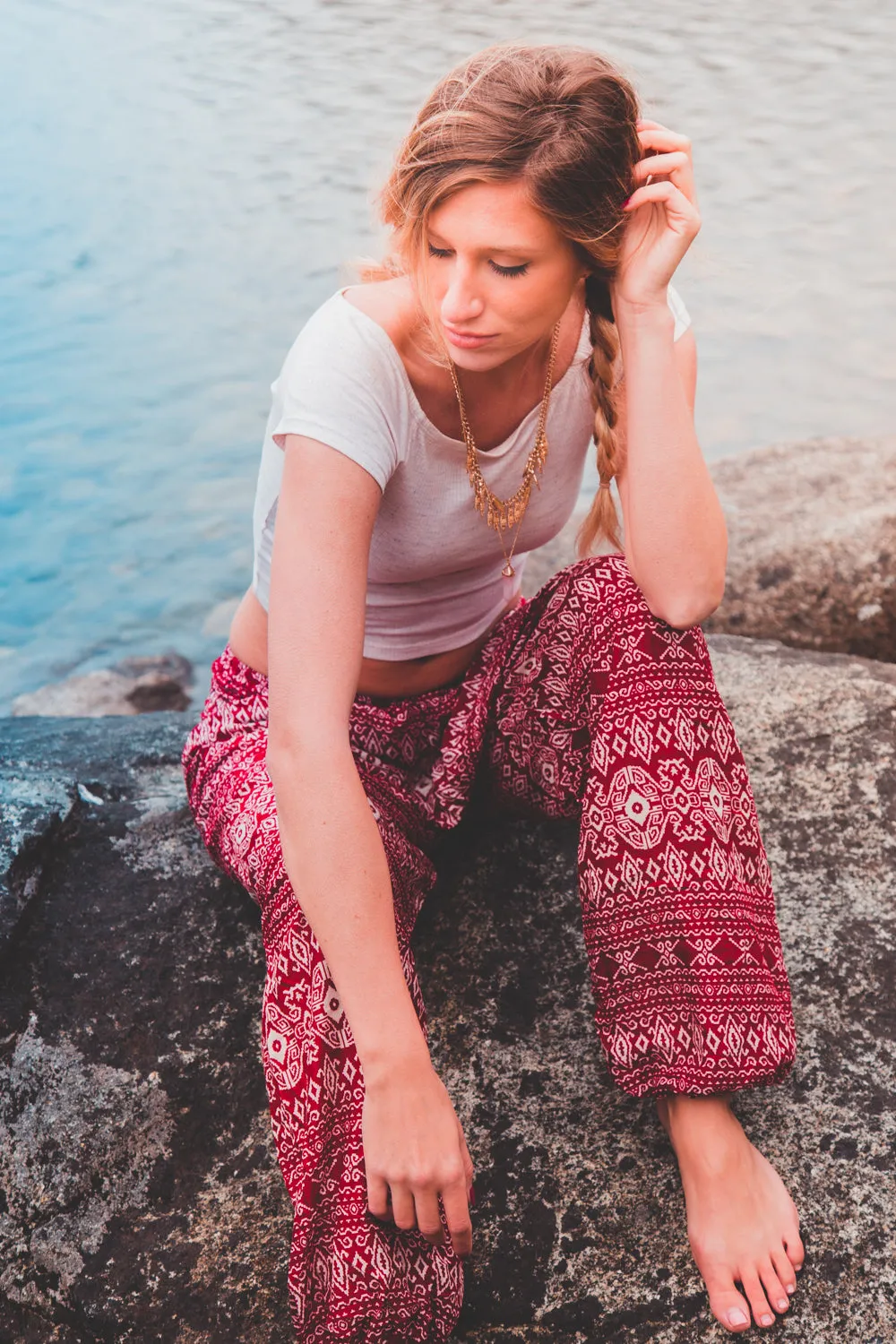 Red Striped Women's Harem Pants