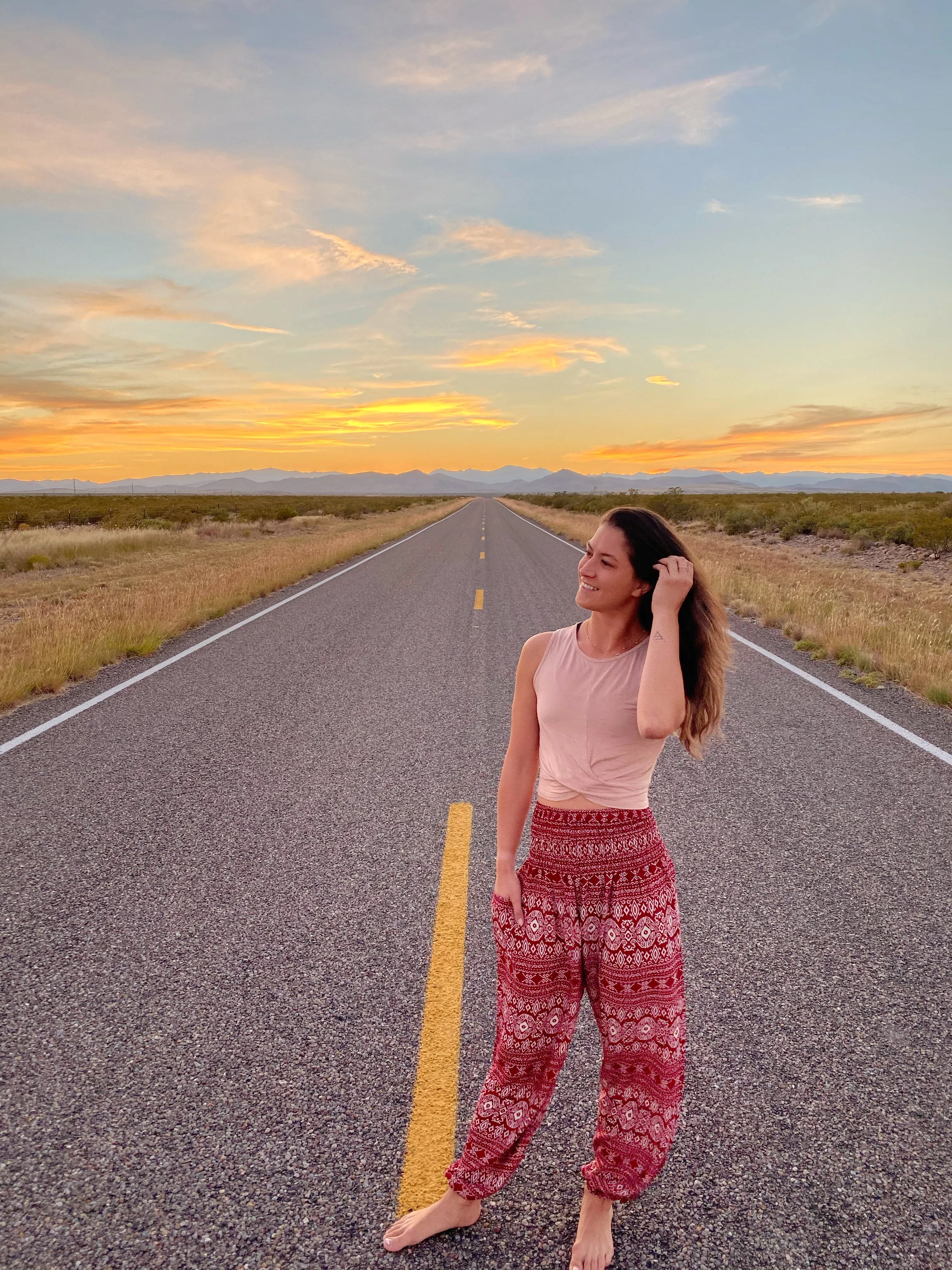 Red Striped Women's Harem Pants