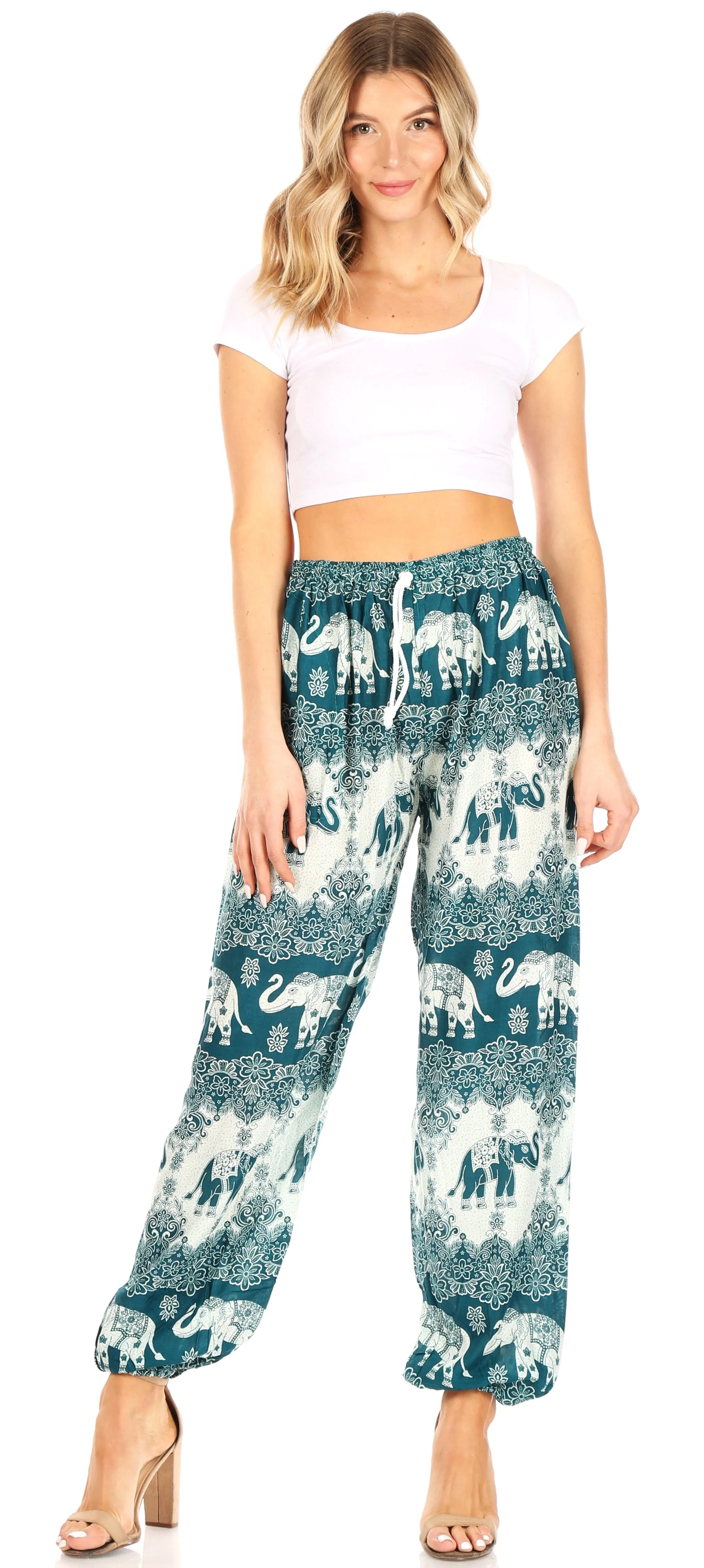 Sakkas Akilla Women's Loose Printed Yoga Elephant Pants Elastic Waist w/Pocket