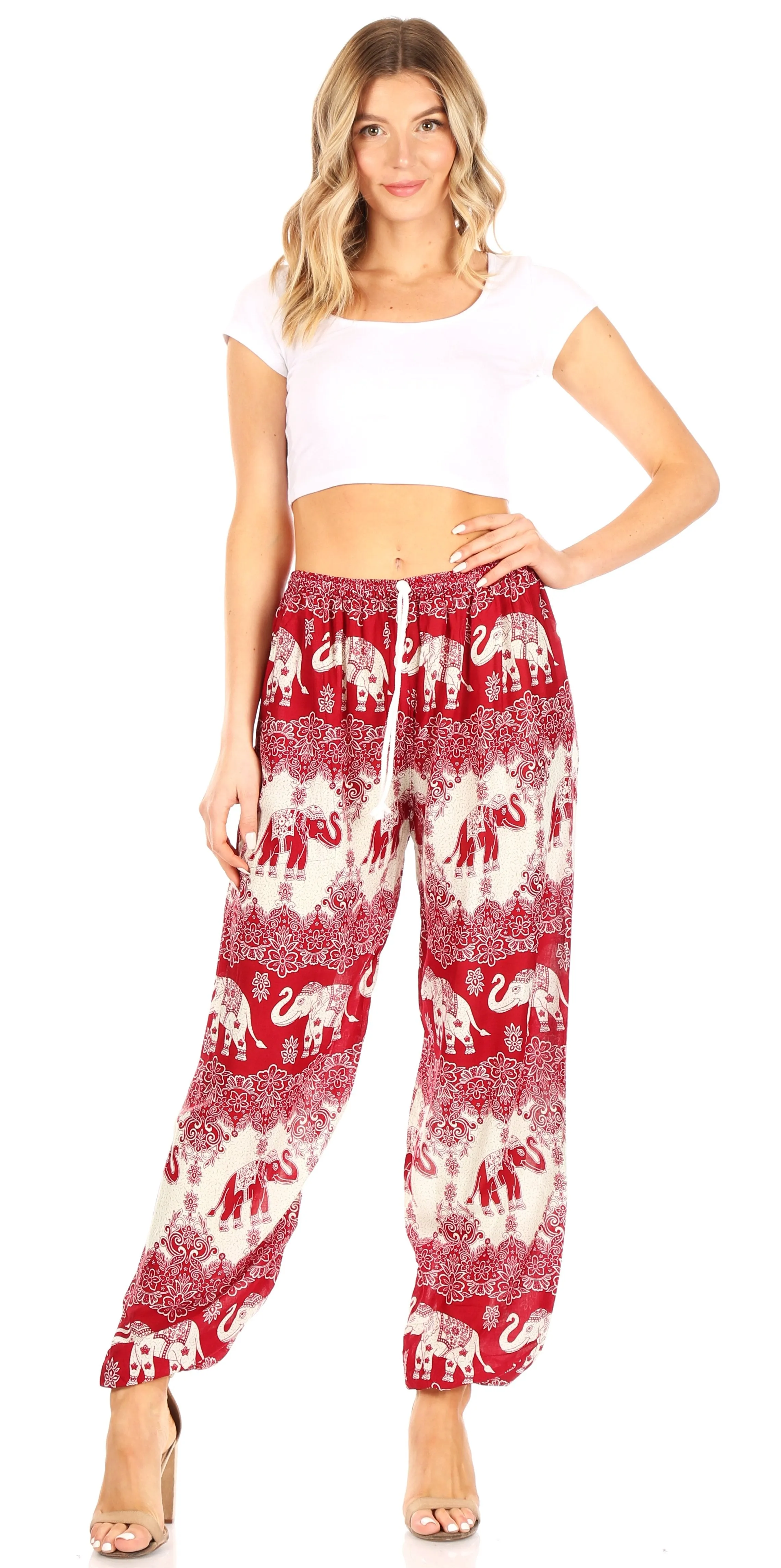 Sakkas Akilla Women's Loose Printed Yoga Elephant Pants Elastic Waist w/Pocket