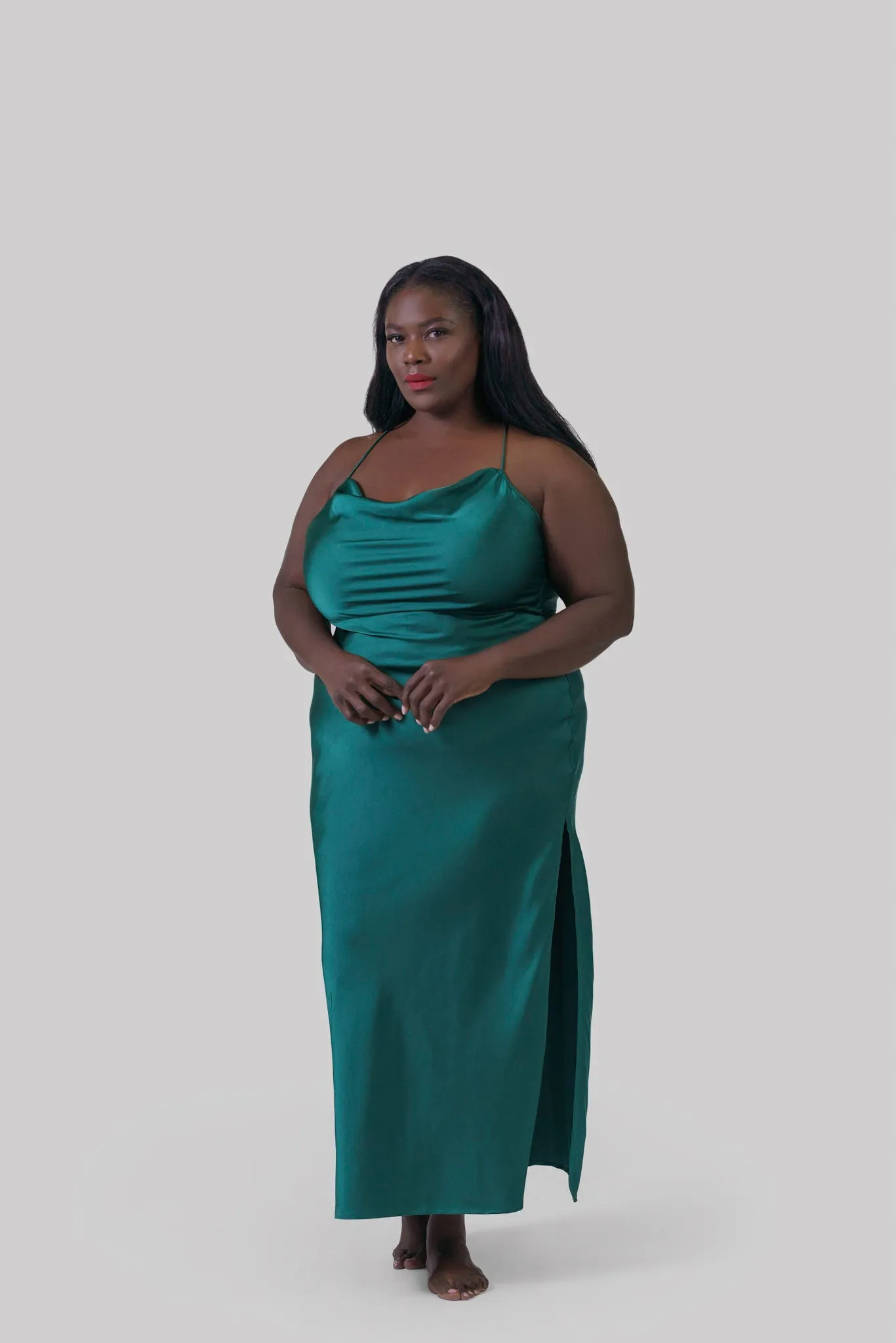 SATIN MAXI COWL SLIP