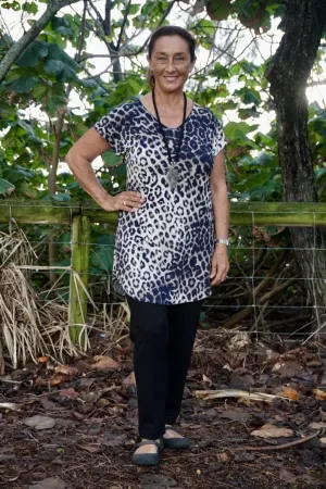 Springbok Print Jersey Knit Tunic Top