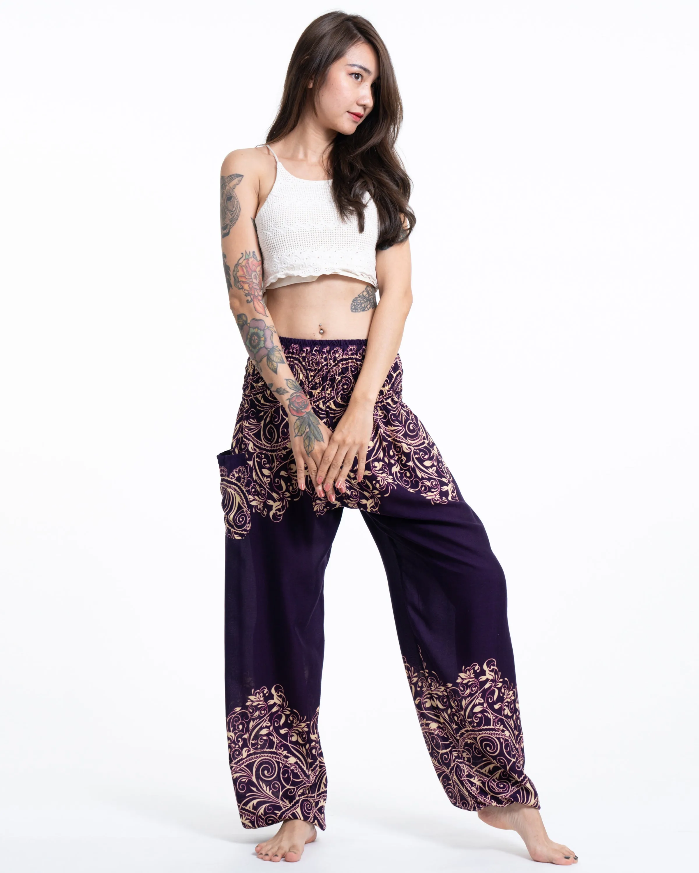 Unisex Vines Harem Pants in Purple