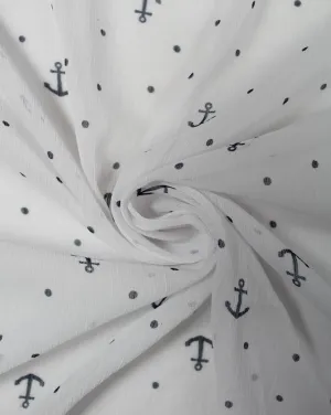 White And Black Polka Dots Print Polyester Chiffon Fabric