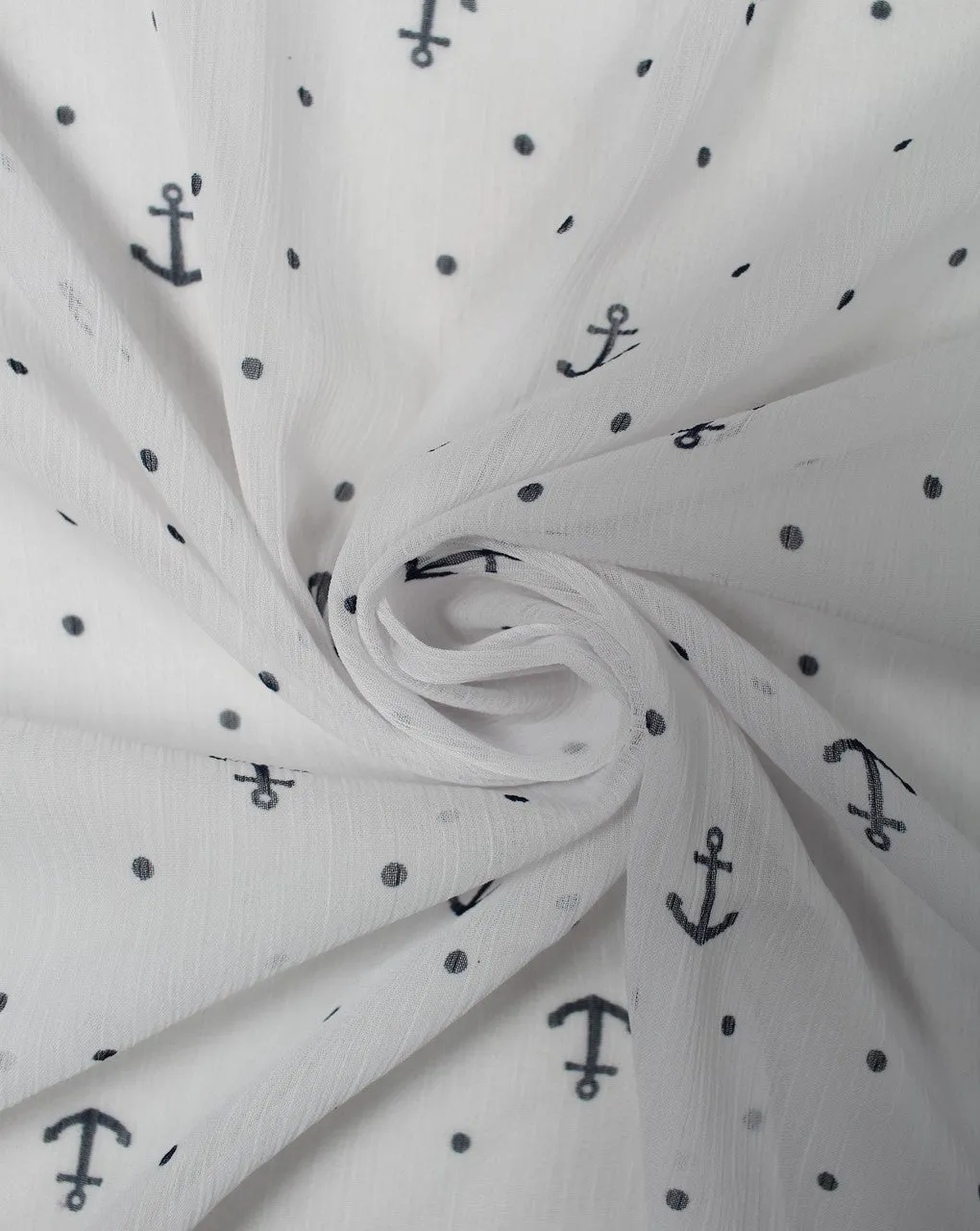 White And Black Polka Dots Print Polyester Chiffon Fabric