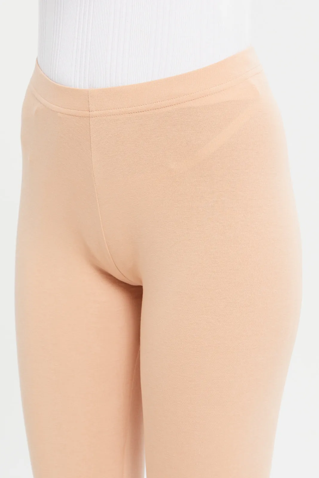 Women Apricot Cropped Leggings