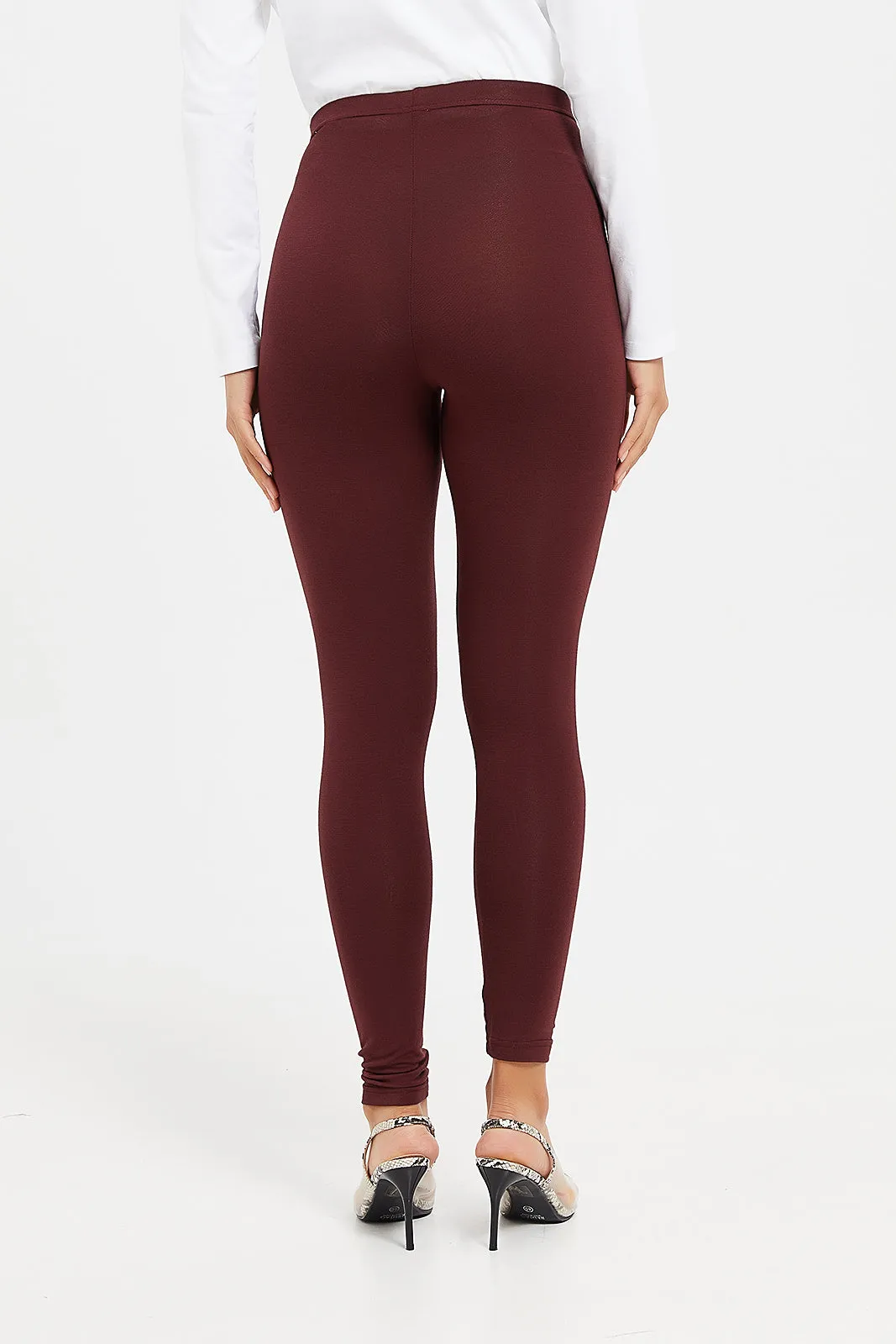 Women Burgundy Legging