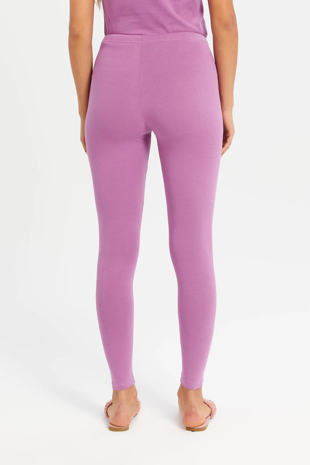 Women Mauve Elastic Leggings