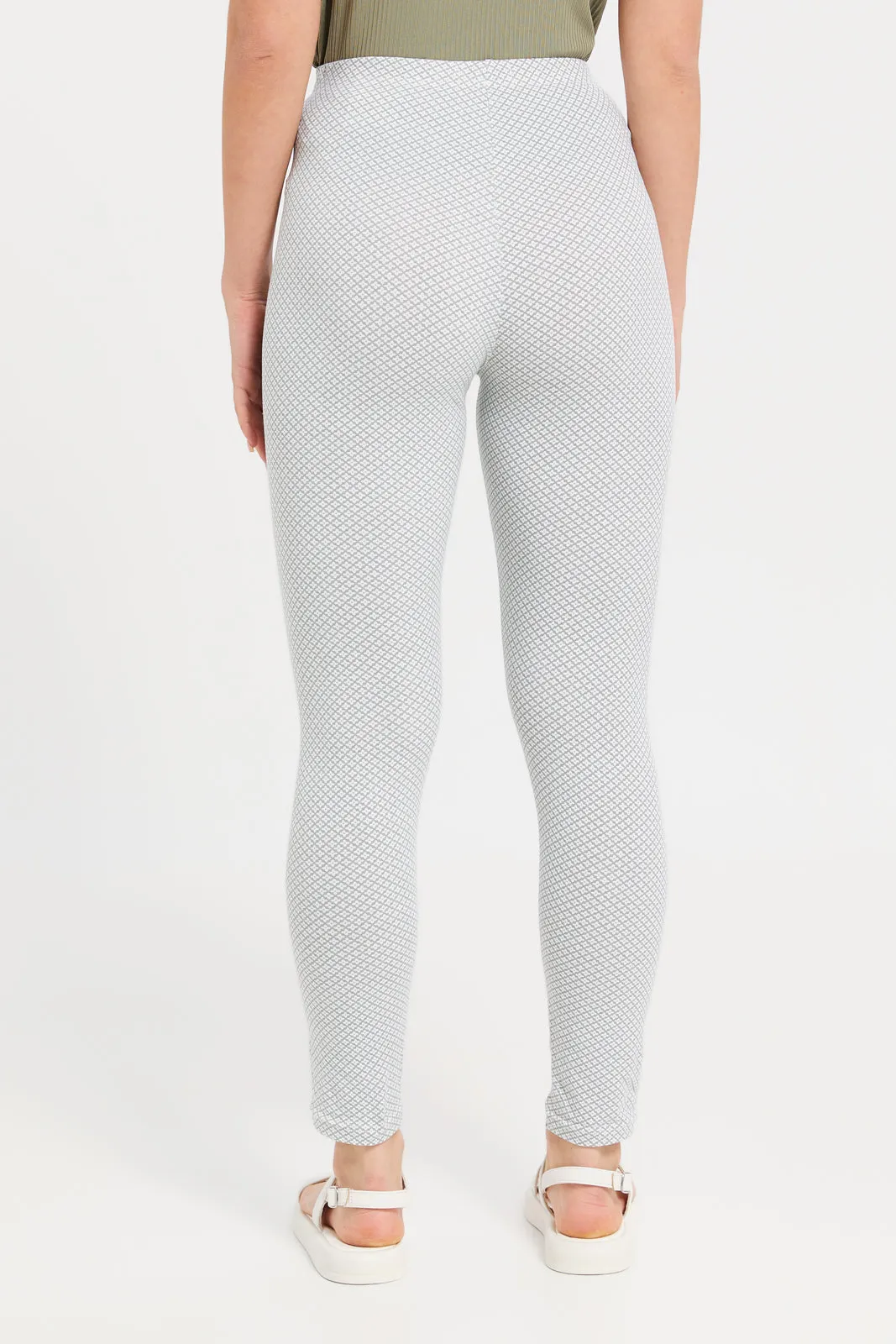 Women White Printed Leggings