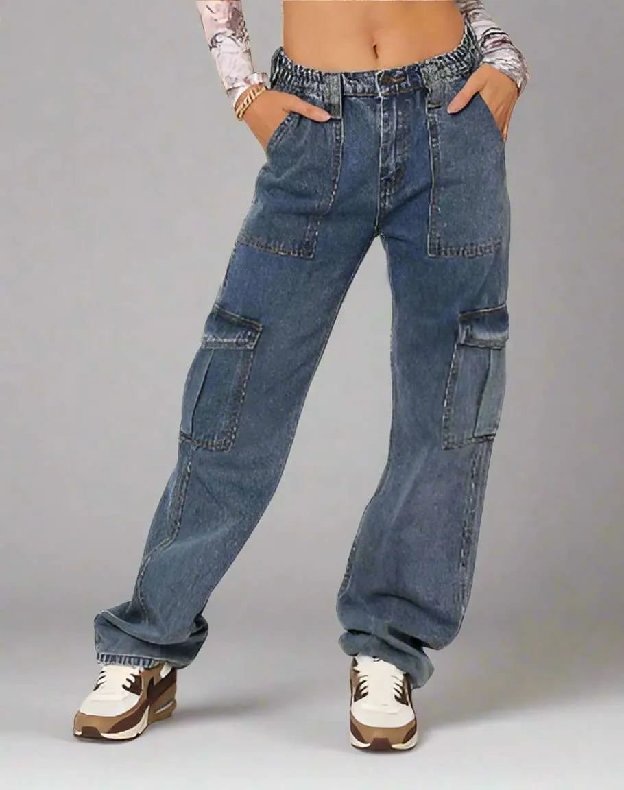 Women's Casual High Waist Straight, Wide Leg Jeans