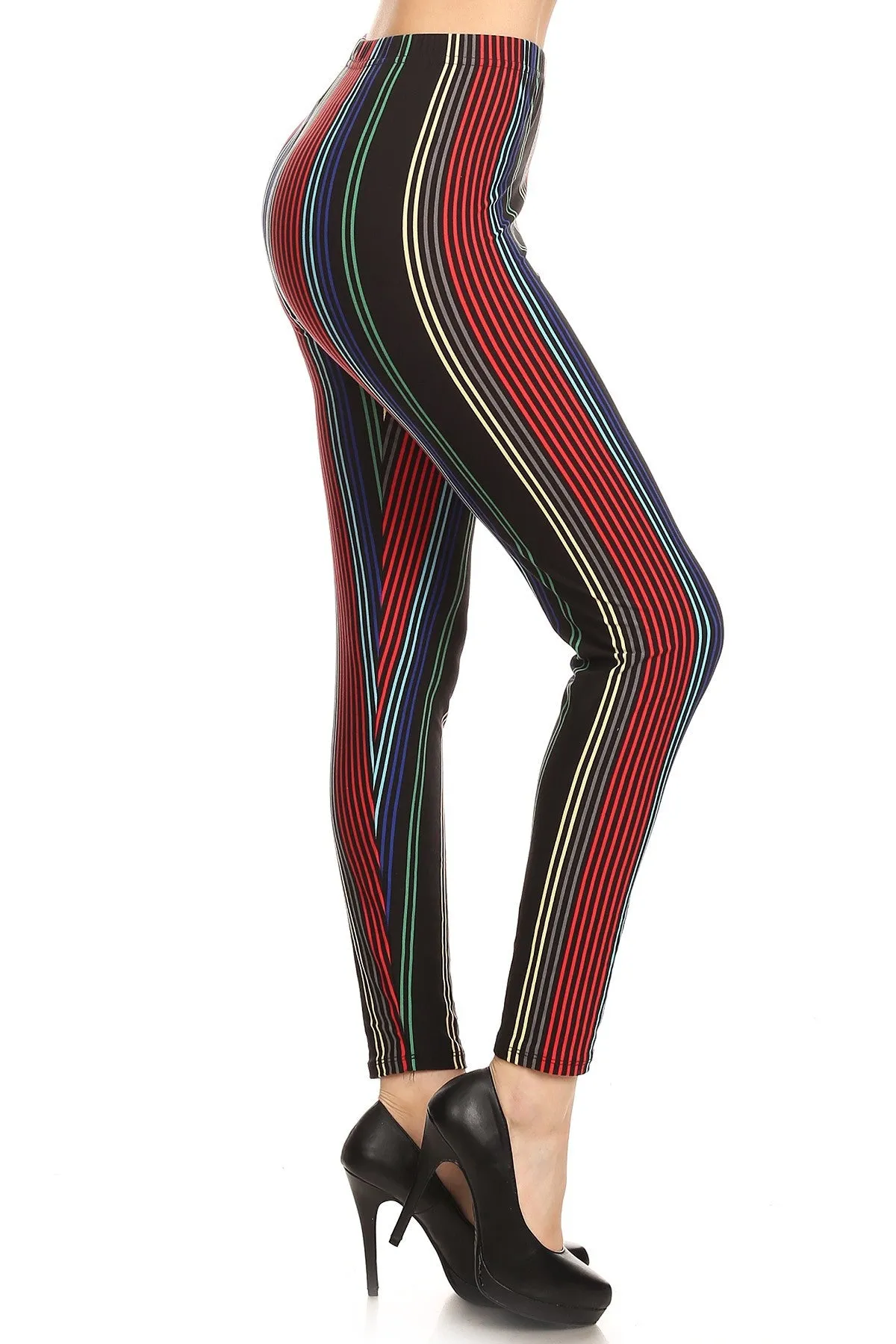 Women's Plus colorful Vertical Stripes Pattern Printed Leggings