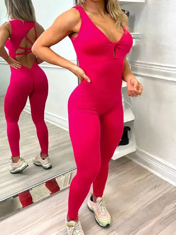 Women’s sexy backless yoga fitness jumpsuit